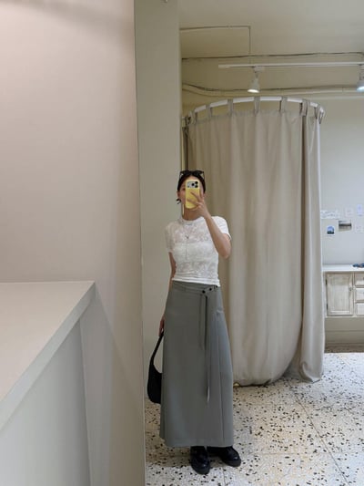 附帶交疊感直筒西裝裙 ( 2色 )4