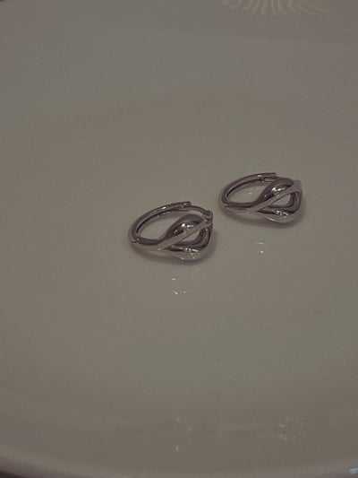 銀色雙線交疊耳環6