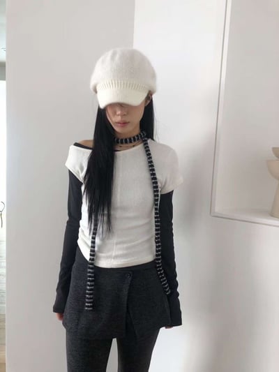 側抓皺不對稱上衣 ( 3色 )1