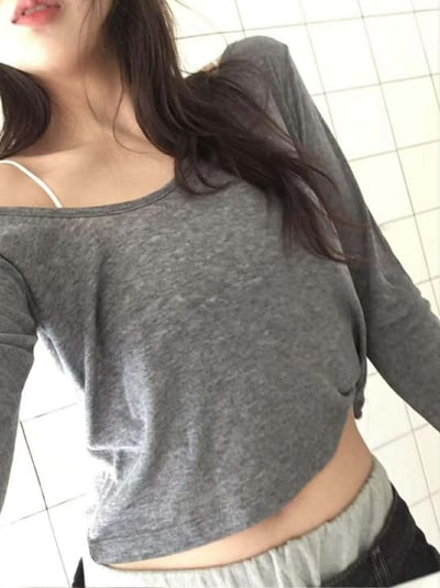 斜挖領薄長袖 ( 4色 )10