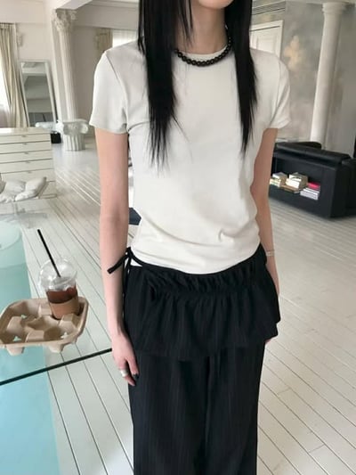 基礎薄款短TEE ( 粉色/咖啡色/杏色 )15
