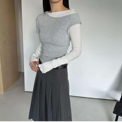 側抓皺不對稱上衣 ( 3色 )20