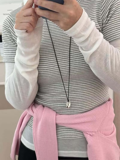 銀色墜飾黑繩長鍊 ( 少量現貨 )5