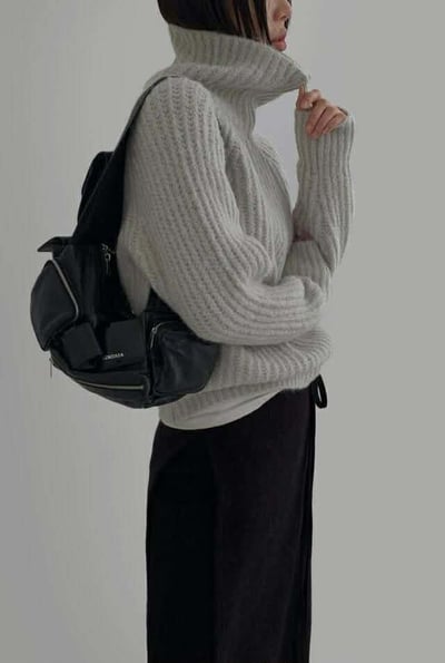 拉鍊半領織紋毛衣 ( 3色 )12