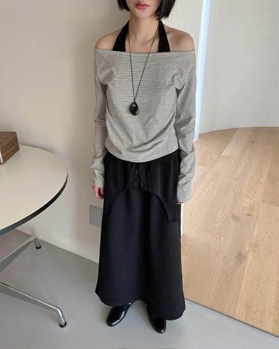 假兩件層次造型棉裙 ( 2色 )8
