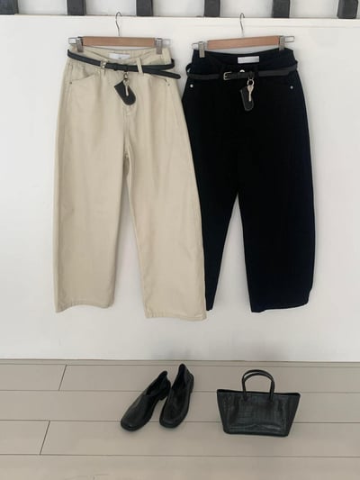 附皮帶繭型褲 ( 2色 )9