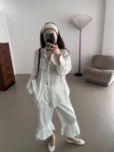 設計師透肌感條紋襯衫2