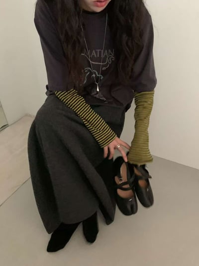 配色圓領條紋上衣 ( 4色 )20