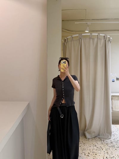 小花貝殼釦短袖衫 ( 3色 )4