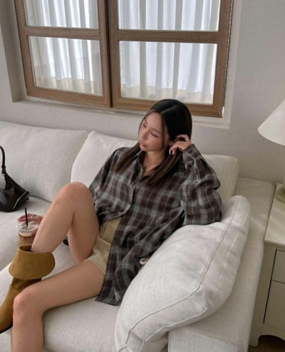 側綁帶格紋襯衫 ( 2色 / 少量現貨 )14