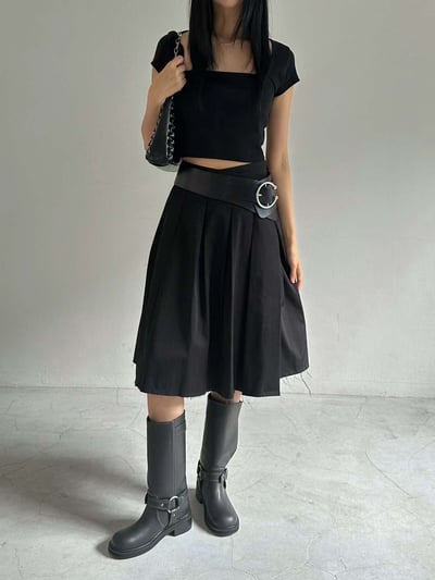 仿舊感釦環中筒靴18