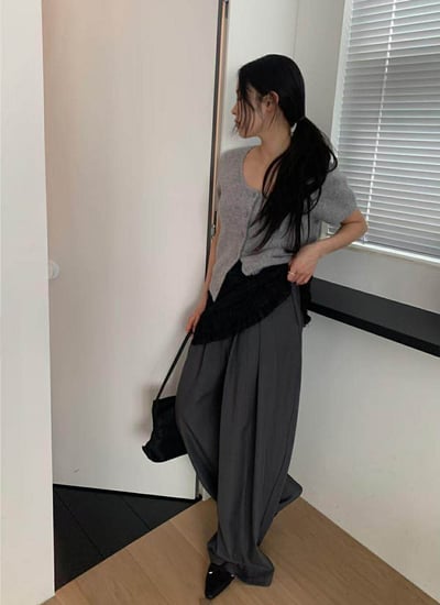 後鬆緊前打摺西褲 ( 3色 )13