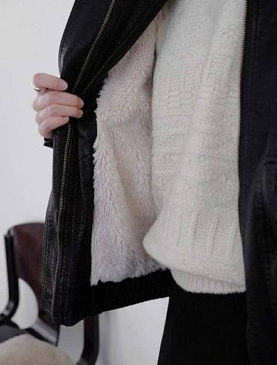 可拆毛毛領質感皮夾克21