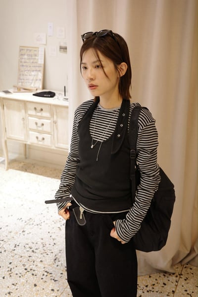 配色圓領條紋上衣 ( 4色 )3