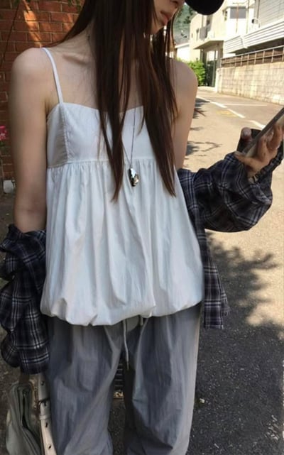 澎澎感細肩可調上衣 ( 黑色現貨 )9