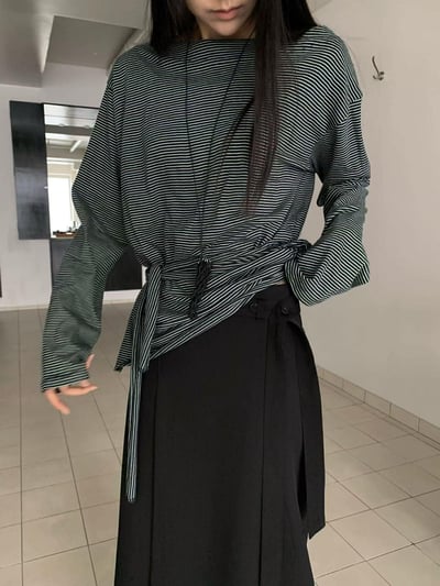 附帶交疊感直筒西裝裙 ( 2色 )12