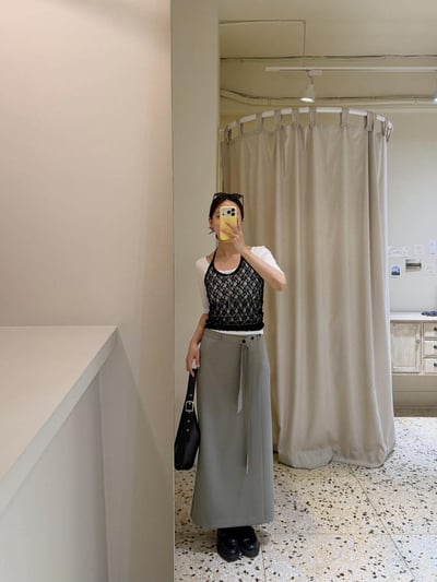 附帶交疊感直筒西裝裙 ( 2色 )3