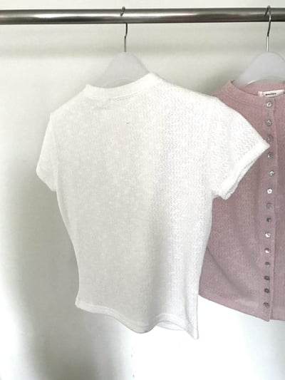 小花貝殼釦短袖衫 ( 3色 )22