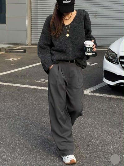 圍巾+V領毛衣SET ( 3色 )19