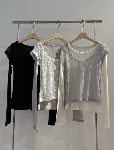 細緻蕾絲兩件式上衣 ( 3色 )24