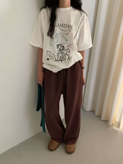 手繪感可愛小狗TEE ( 白色 )20