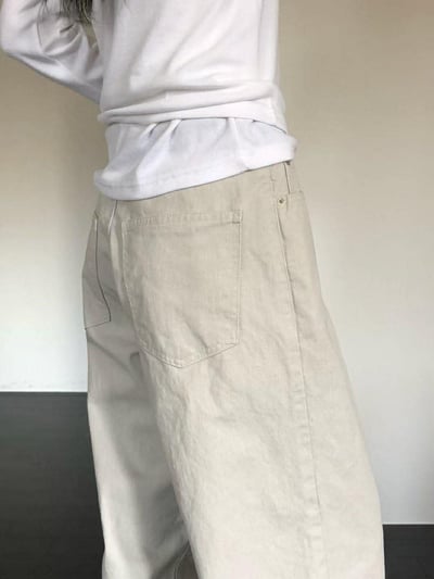 薄感長腿直筒褲 ( 米白色 )8