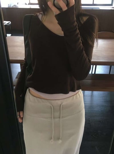 斜挖領薄長袖 ( 4色 )6