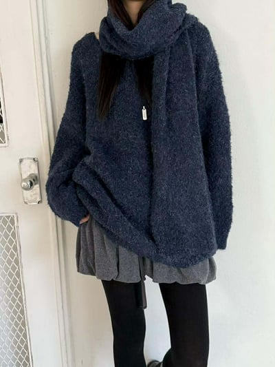 圍巾+V領毛衣SET ( 3色 )9