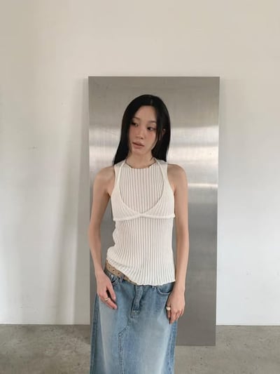坑條造型背心  ( 3色 )12