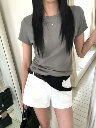 基礎薄款短TEE ( 白色/灰色 )6