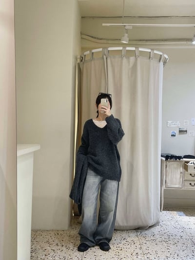 圍巾+V領毛衣SET ( 3色 )15