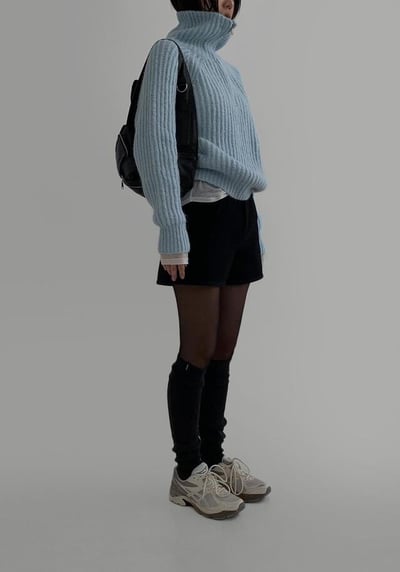 拉鍊半領織紋毛衣 ( 3色 )6