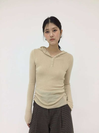 排釦連帽針織上衣 ( 3色 / 少量現貨 )7