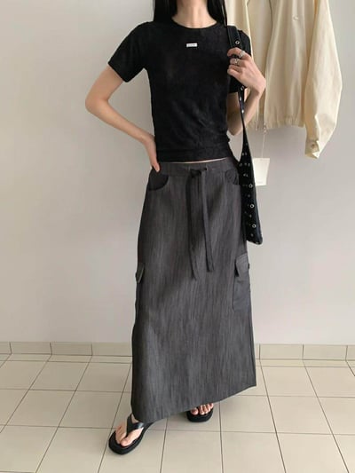 蕾絲花紋短袖上衣 ( 2色 )21