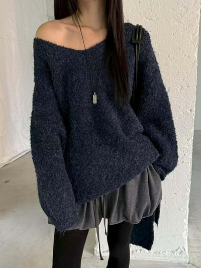 圍巾+V領毛衣SET ( 3色 )7