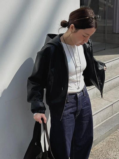 腰側扣環原色丹寧褲11