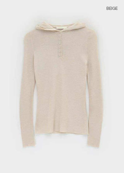 排釦連帽針織上衣 ( 3色 / 少量現貨 )23