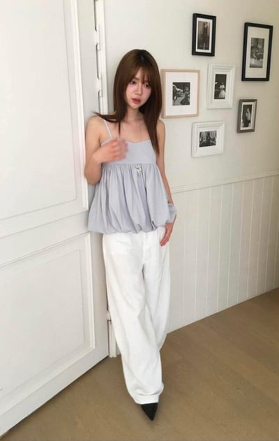 澎澎感細肩可調上衣 ( 黑色現貨 )22