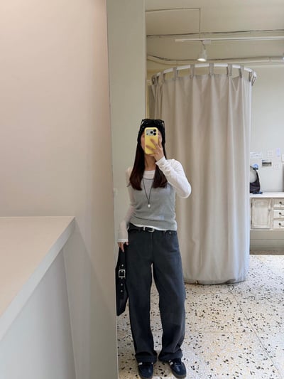 薄感長腿直筒褲 ( 碳灰色 )7