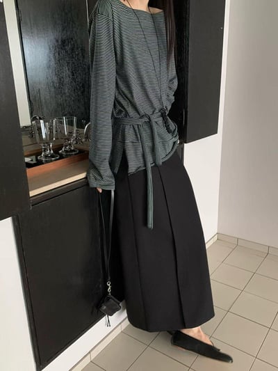 附帶交疊感直筒西裝裙 ( 2色 )13