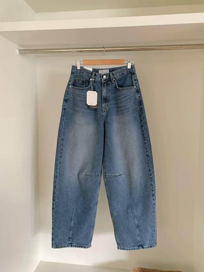 #406藍色車線丹寧褲13