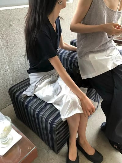 polo領透膚衫( 白色/黑色/霧灰/花灰/深灰 )6