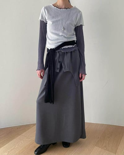 假兩件層次造型棉裙 ( 2色 )12