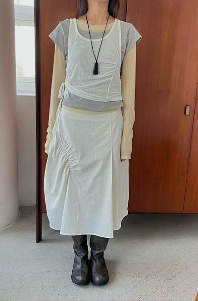 抓皺抽繩式軟紗背心 ( 4色 )7