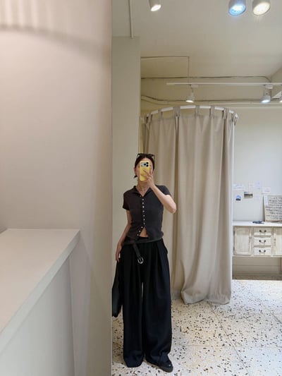 小花貝殼釦短袖衫 ( 3色 )5