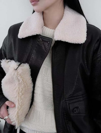 可拆毛毛領質感皮夾克20