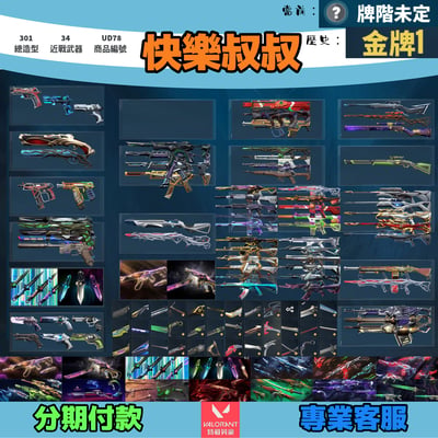 (UD78客人分期中請勿下單)Valorant 特戰英豪 頭期款1600元起 主打絕版冠軍23套+24套+憐憫之刃+VCT苦無+黑波套+蓋亞兩套+RGX兩套+邊陲套+緋金套+惡鬼套+掠奪套+掠星套 冠三四渾沌EXO異變電玩RS光炫玉龍雷霆等造型(複製)1