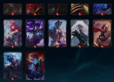 (T58客人分期中請勿下單)League of Legends 英雄聯盟 首付2000元起 主打聯盟高CP值頂號 17款神話棋手 熱門劍仙伊瑞莉雅、K/DA 凱莎、龍宮仙女索娜、靈花祭阿璃等 4款神話棋盤 總聯盟造型1606個 多款熱門造型用不完 喜歡不要錯過唷皆可分期~16