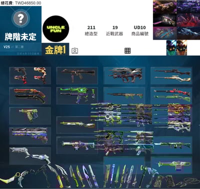 (UD10客人分期中請勿下單)Valorant 特戰英豪 頭期款1600元起 主打絕版冠軍23+冠軍24套+奧術2.0套+暗夜套+掠奪套+黑波刀暴徒+萬聖節套 冠三冠四EXO混沌獄燄邊陲電玩偵查玉龍紫金等造型1