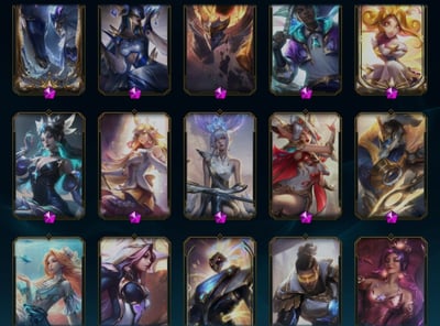 (T58客人分期中請勿下單)League of Legends 英雄聯盟 首付2000元起 主打聯盟高CP值頂號 17款神話棋手 熱門劍仙伊瑞莉雅、K/DA 凱莎、龍宮仙女索娜、靈花祭阿璃等 4款神話棋盤 總聯盟造型1606個 多款熱門造型用不完 喜歡不要錯過唷皆可分期~4